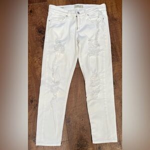 Lucky brand white jeans frayed sienna slim boyfriend Sz 27/4